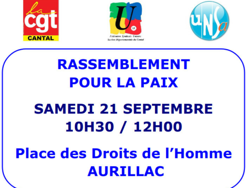 Marche pour la Paix – samedi 21 septembre à Aurillac